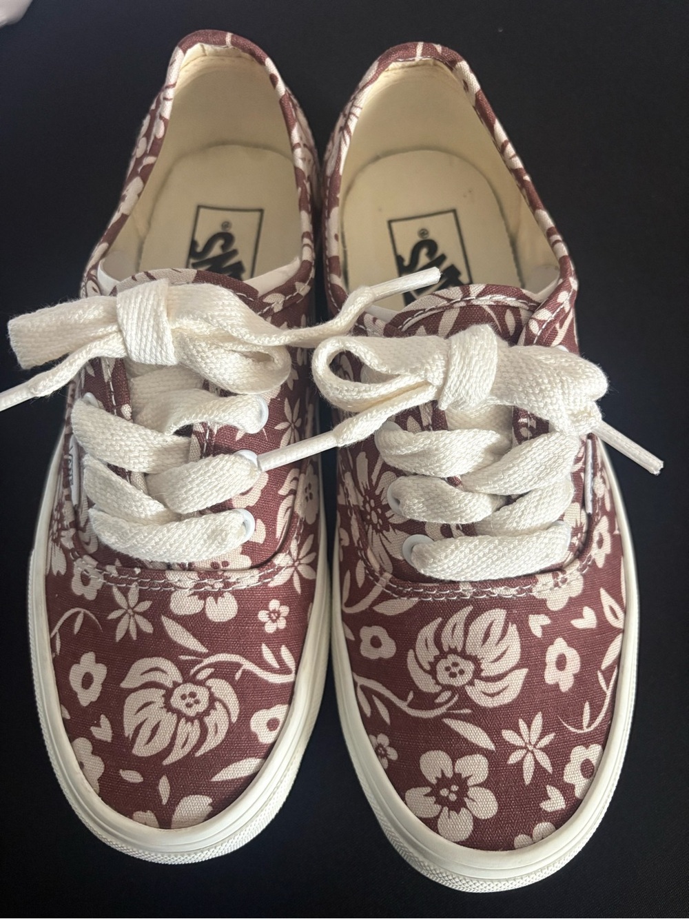 Vans Women's Floral Canvas Sneakers - Burgundy & White